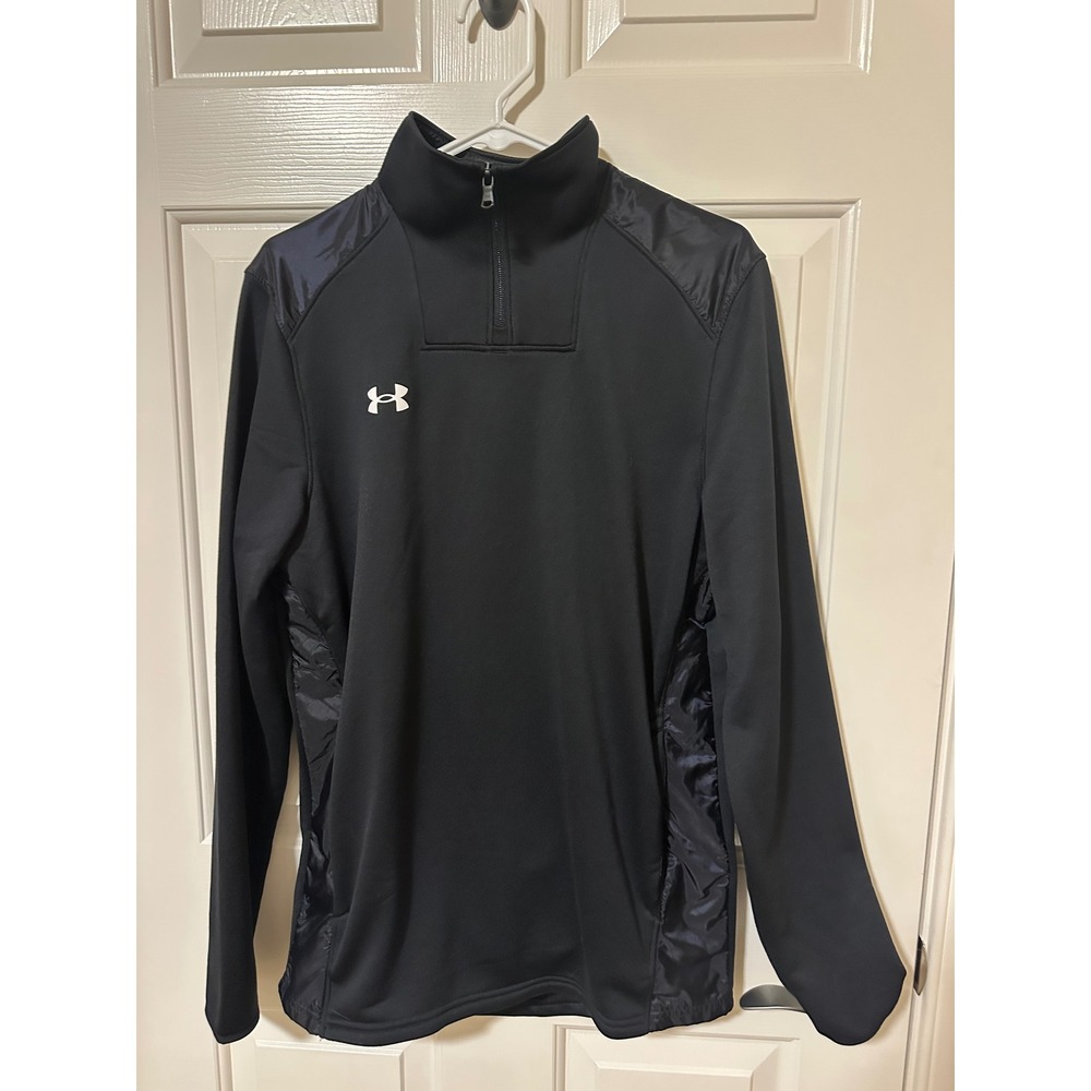 Under Armour Pullover Mens Medium Black 1/4 Zip Hybrid Loose Fit Long Sleeve